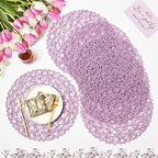 IcosaMro Round Woven Placemats Set of 12 for Dining Table, 15 Inches Paper Boho Decorative Circle Place Mats for Wedding Christmas Thanksgiving Day Holiday Dinner (Lavender) by IcosaMro