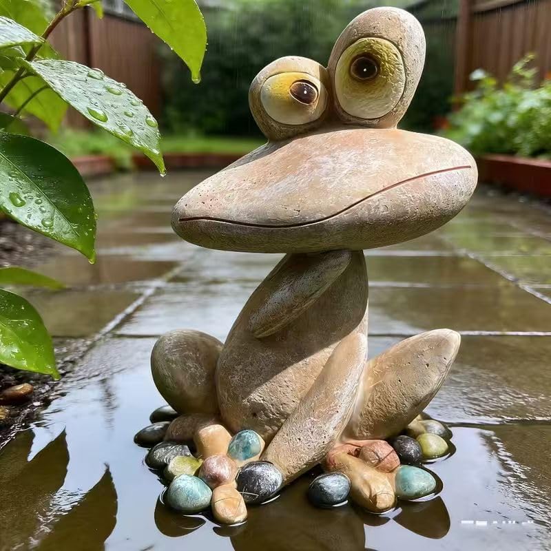 Funny Frog Garden Statue Outdoor Dec Cute Resin Animal Figurine Weatherproof for Yard Lawn Patio Garden Bed Pathway - Whimsical Indoor Outdoor Ornament Gift for Nature Lovers - Image 2