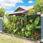 7X16FT Summer Tropical Leaves Garage Door Cover Decorations Tropical Leaves Garage Door Banner for Outdoor Indoor Summer Party Photography Backdrop - Image 2