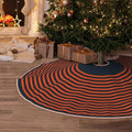 Christmas Tree Skirt 48 Inch, Navy Blue and Orange Striped Holiday by MIZIBAO