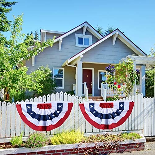 American Flag Bunting Patriotic Pleated Fan Flag USA Flags with Brass Grommets and Zip Ties for 4th of July Memorial Day Decoration Outdoor (5, 1.5x3 Feet) - Image 3