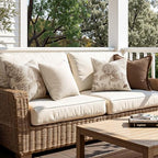 Set of 2 Euro Floral Pillow Covers 24x24 Inch Light Brown - Image 5