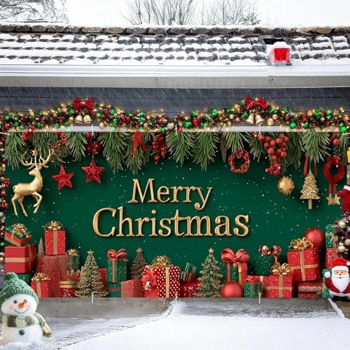 Classic Elements Banner 16x7 Ft - Reindeer and Decorations for Double Car Garage Large Wall Display - Image 2
