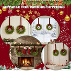 4Pcs Mini Christmas Cedar Wreath, 12 Inch Small Wreaths for Kitchen Cabinets, with Deep Red Bow Vintage Bells Pine and Cypress Leaves for Fireplace Window Farmhouse Indoor Home Decorations - Image 5