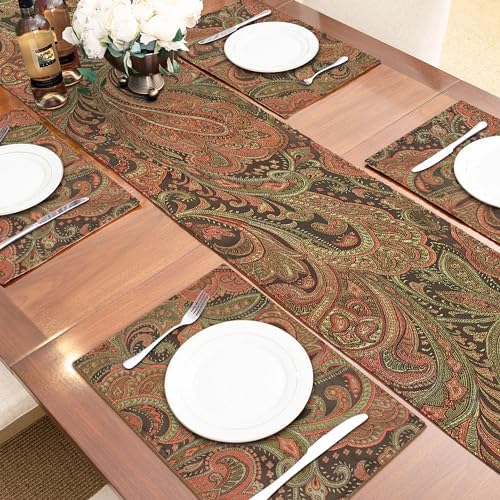 Loom and Mill Luxury Damask Paisley Placemats Set of 4, Multi Color,12x18in - Image 7