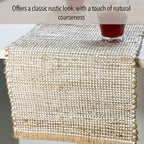 Chardin home Natural Jute Table Runner 13x108 Inch – Vintage Boho Rustic Table Decor – Handwoven Long Table Runner in Natural Jute and Ivory – Farmhouse Dining or Console Table Accent - Image 5