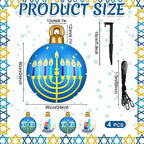 Jetec 4 Pcs 24 Inch Large Hanukkah Inflatable PVC Ball White and Blue Jewish Menorah Ornaments Hanging Hanukkah Inflatable Decoration Blow up Decoration for Chanukah Lawn Yard Garden Home Porch Decor - Image 2