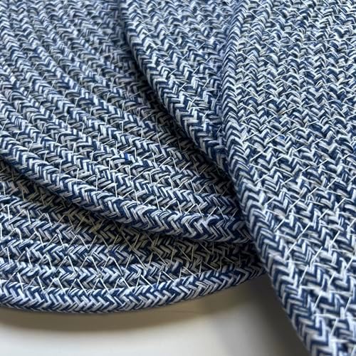 WAZAIGUR Round Placemats Set of 6 Thick Cotton Rope, 13inch, Blue and White - Image 5