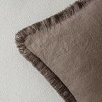 MIULEE Boho Linen Fringe Decorative Fall Throw Pillow Covers Coffee 18x18 - Image 3