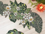 Enliven Floral Beaded Table Runner 13 x 36 Inch, Handmade Flower & Leaf Spring Table Runner, Green Botanical Centerpiece for Dining Table, Easter, Wedding, Garden Party & Home Decor - Image 2