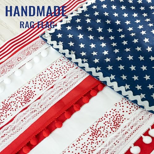 4th of July Decorations - Memorial Day Decor - 4 x 2.3 Ft Rag American Flag Banner for Home Party Supplies - Fourth of July Independence Day Accessories for 250th Anniversary Celebration Indoor Outdoor Decoration - Image 3