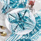 FINGERCRAFT Cloth Napkins Set of 12 Cotton Linen, 20x20 Inch, Shibori Teal - Image 4