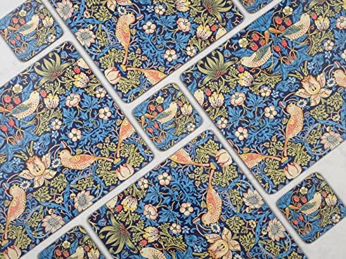 Pimpernel Morris & Co Strawberry Thief Blue Coasters, Set of 6 - Heat & Stain Resistant, Cork Back Drink Mats Featuring Classic Birds & Botanical Design - Minimal Tableware for Hosting (Pack of 2) - Image 7