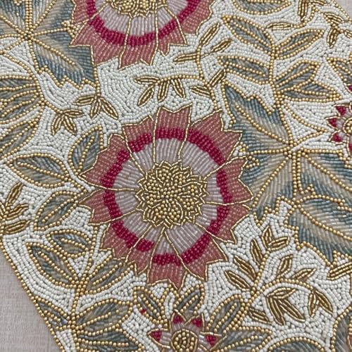 Handmade Table Runner, Beaded Table Runner, Spring Floral Bead Runner, 13x36 inch - Image 4