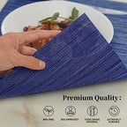 Leetaltree Blue Placemats Set of 12 - Heat Resistant Non-Slip Place mats for Dining Table, Washable Durable PVC Vinyl Woven Table Mats（Blue, 12） - Image 2