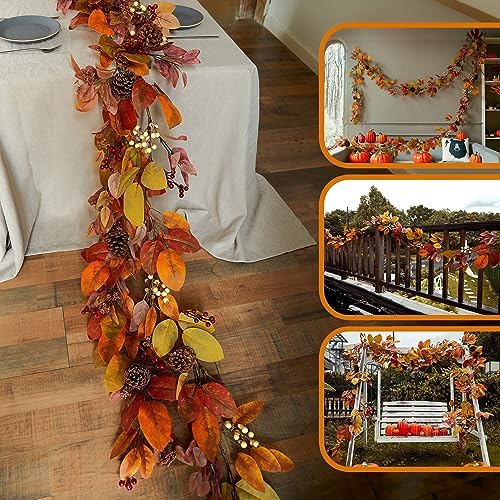 Anna's Whimsy 13FT Thanksgiving Garland With Pumpkin and Pine Cone, Hanging Autumn Leaf Decor for Door, Wall, Staircase, Porch, Balcony, Fireplace - Fall Indoor Decor by AnnasWhimsy