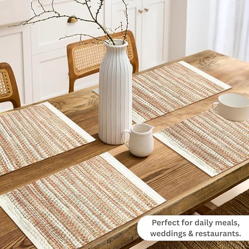 Hausattire Woven Table Placemats Set of 4 - Rust, Jute Boho Outdoor Table Mats for Kitchen Dining Decoration | Easy Clean Heat Resistant Farmhouse Dinner Spring Easter Placemat - 13x19 Inch - Image 2