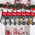 Set of 7, 18" Dia Personalized Gray Christmas Stockings with Embroidery Names, with Holders,Quality Thick Fleece Material Stockings for Family Décor(Set of 7-B) - Image 5