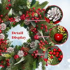 24 Inch Christmas Wreath with Red Berries, Apples, Pinecones and Eucalyptus - Image 2