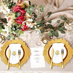 Dandat 100 Pcs Charger Plate Bulk 13'' Floral Reef Plates with Napkin Ring 50 Plastic Dinner Charger Plate 50 Flower Napkin Holder for Table Setting Wedding Party (Gold) - Image 5