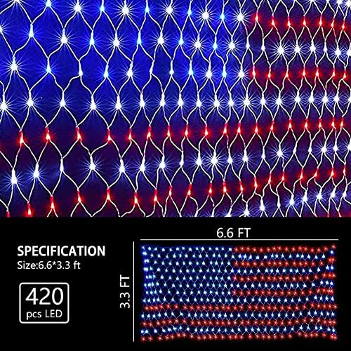 HYH Solar Powered American Flag Lights, 420 LEDs Net Light up Outdoor - Image 4