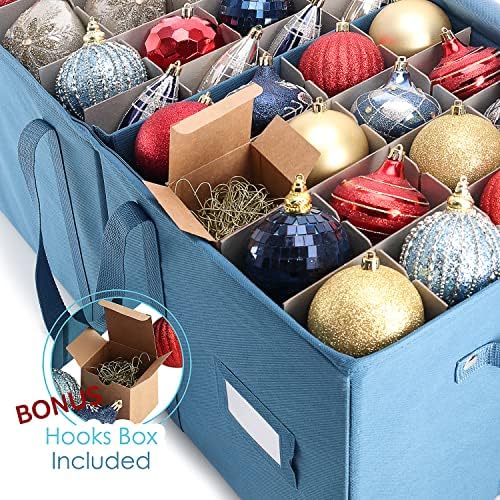 Hearth & Harbor Large Christmas Ornament Storage Box With Adjustable Dividers - Ornament Storage Container For 128 Holiday Ornaments or Decorations - Image 6