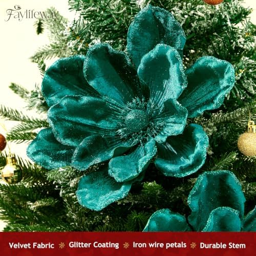 8PCS Large Christmas Magnolia Flowers for Christmas Tree Wreath - Image 7