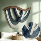 SlenyuBridal Blue Macrame Wall Hanging Dip Dyed Woven Tapestry Boho Wall Decor Neutral Modern Bohemian Walls Art Decorations for Headboard Bedroom Living Room 31.5 x 23.6inch - Image 3