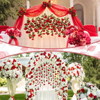 Lyrow 120 Pack Red Roses Artificial Flowers Bulk Hanging Floating Garland Fake Red Rose Vine for Ceiling Decoration Wedding Anniversary Bridal Bouquet DIY Floral Arrangement Proposal Romantic Decor - Image 5