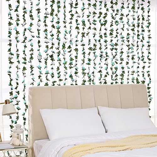 BLEUM CADE 12Pcs 16.4Ft Fake Flower Garland Artificial Rose Vines - Image 4