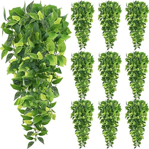 Hoteam 12 Pcs Artificial Hanging Greenery Plants, Pothos by Hoteam