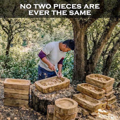 Decorative Wooden Dough Bowl Approx 10x14 Inch, Hand Carved Spanish Oak - Image 4