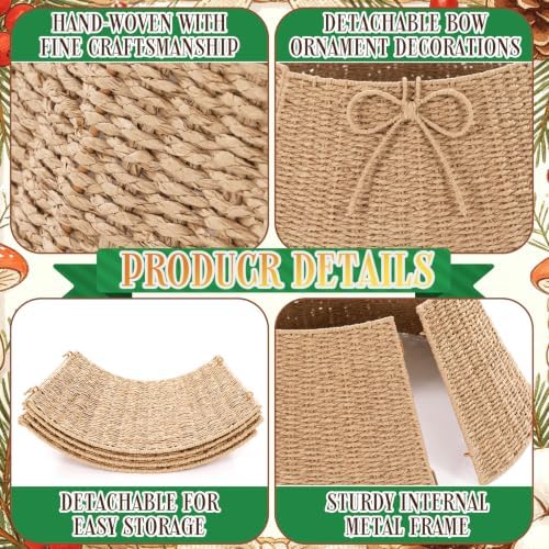 Foilswirl 28 Inch Christmas Tree Collar Wicker Tree Skirt Stand Base - Image 3