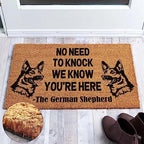 Funny Coir Doormat - German Shepherd 'No Need to Knock' Welcome Mat - 23.6 x 15.9 inch - Image 4