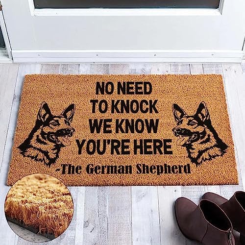 Funny Coir Doormat - German Shepherd 'No Need to Knock' Welcome Mat - 23.6 x 15.9 inch - Image 4