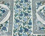 72x180 Inches Rectangle Hand Block Printed Cotton Tablecloth, Blue Green Floral Table Cloths Washable, Indian Table Linen for Halloween Christmas Outdoor Thanksgiving Gifts Home Decor Dinning Outdoor - Image 4
