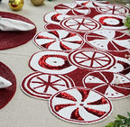 COTTON CRAFT Christmas Beaded Table Runner -13x36 inch Candy Cane Red - Image 6