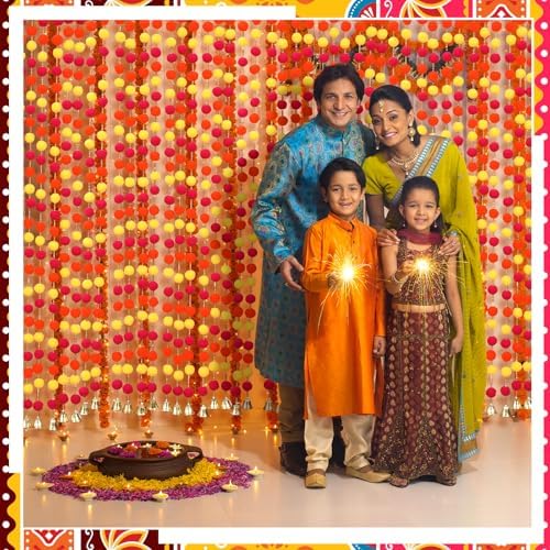 Suncalla 12 Pcs Holi Decorations Marigold Garland 4 ft Long, Orange - Image 4