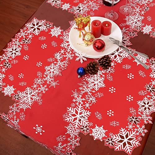 Simhomsen Embroidered Snowflakes Table Runners for Christmas Holiday and Winter 14×108 inches - Image 2