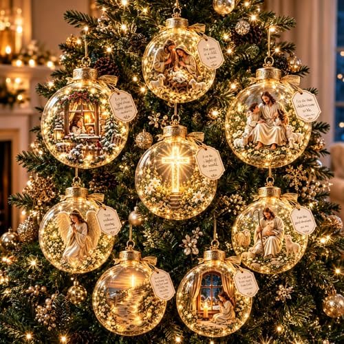 Glowing Christmas Story Ornaments, 8-Piece Light Up Mini Scene Set (Set F) by Unknown