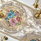 Luxury Vintage Thick Table Runner Champagne Chenille 3D Floral Jacquard 48" - Image 3