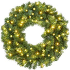 Casafield 30" Pre-Lit Fir Artificial Christmas Wreath Holiday Décor, 100 LED Lights, 350 PVC Tips for Front Door, Window, or Mantel by Casafield