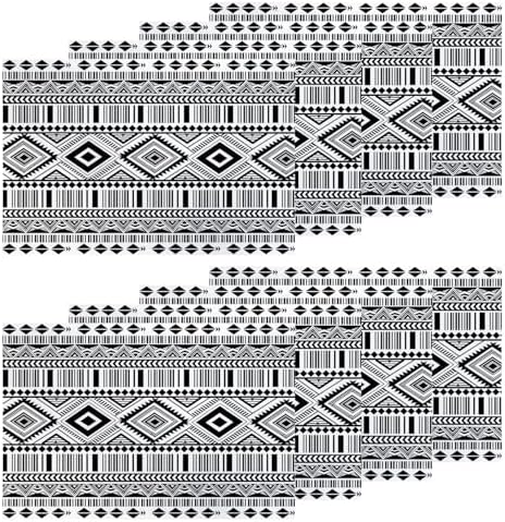 Shrahala White Boho Triangle Set of 8 12 X 18 Inch Linen Placemats, Black Geometric Bohemian Burlap Table Mat Washable Double Layered Heat Insulation for Indoor/Outdoor by Shrahala