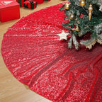 Libima 84 Inch Red Large Christmas Tree Skirt Oversized Sequin Xmas Glittery Round Gorgeous Ornaments Skirts for New Year Holiday Party by Libima