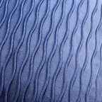 DEZENE 24x24 Blue Throw Pillow Covers: Pack of 2 Vertical Ripple Striped Velvet Square Decorative Pillow Cases for Farmhouse Couch Sofa Bed Living Room Home Decor - Image 2