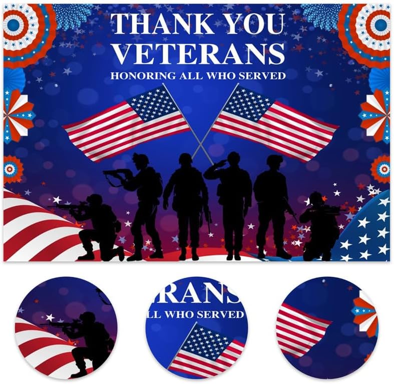 Veterans Day Backdrop Decorations Patriotic Banner 15x8ft - Image 6