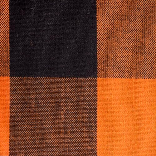 DII Halloween Tablecloth, 70 Inch Round, Orange & Black Buffalo Check Plaid - Image 2