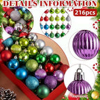 Shappy 216 Pcs Mini Christmas Ball Ornament 1.18 Inch,Mixed Colors - Image 3