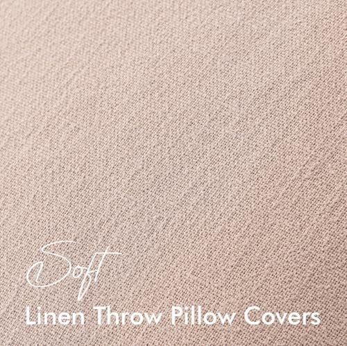 EMEMA Euro Sham Decorative Linen Throw Pillow Covers 24x24 Inch Pink - Image 3
