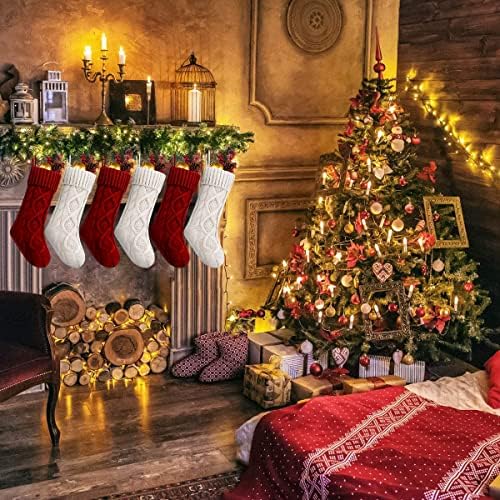 Fesciory Christmas Stockings 6 Pack, 18 Inch Large Cable Knit Xmas Decor - Image 2